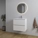 Saniclass Chaci Badkamermeubelset - 60x46x55cm - keramische wastafel wit - 1 wasbak - 1 kraangat - 2 lades - ronde spiegel met verlichting - mat wit