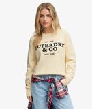 Superdry & Co Superdry Heritage Graphic Trui Dames Katoen Ecru/Navy Maat 12