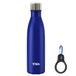 YISH Thermosfles, water: Drinkfles van roestvrij staal 500 ml voor bruiswater met karabijnhaken, BPA-vrij, warm/koud voor 10 uur sport, sportschool, fiets, camping, reizen, familie (Blauw)