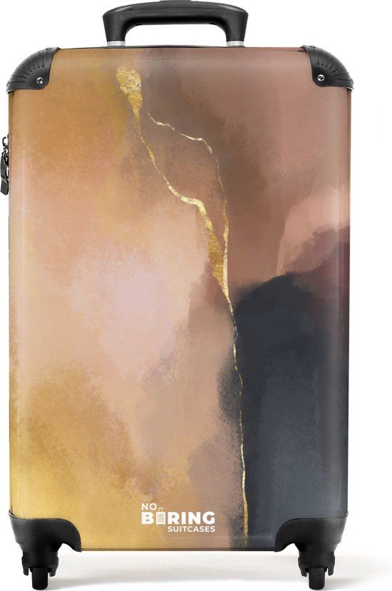 NoBoringSuitcases.com - Hardcase Handbagage Koffer - Abstract Design - Gouden Details - 55x35x20cm - TSA Slot - 4 Wielen - 36L