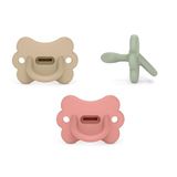 Suavinex Set van 3 siliconen fopspenen, 6-18 maanden, SX Pro, roze, groen, beige