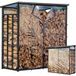 Metall Kaminholzregal Außen 143 x 70 x 145 cm mit Wetterschutz transparent, Pro - 40 mm Stahlprofil, anthrazit, wetterfest, Kapazität 1,4 m³ (2 Srm), M Garten Kaminholzunterstand Stapelhilfe