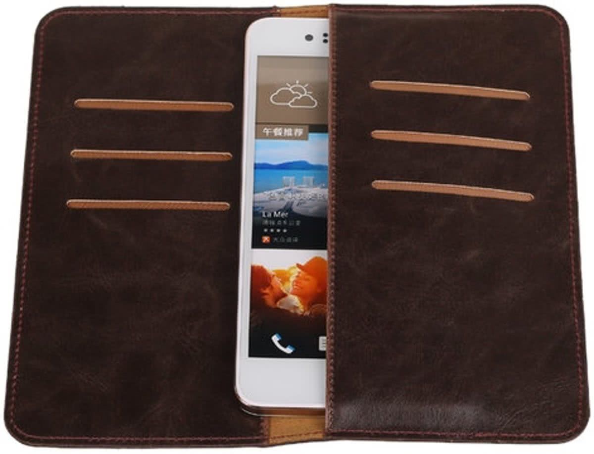 Best Cases Mocca Pull-up Large Pu portemonnee wallet voor Sony Xperia M4 Aqua