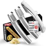 Gourmet Easy Knoflookpers RVS set met 2 opzetstukken