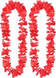 Boland Hawaii krans/slinger - 2x - Tropische kleuren rood - Bloemen hals slingers