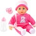 Interactieve Bayer Piccolina - Eerste Woordjes - Babypop - Donker Rose met Beertje - 38cm - 10M+ - 24 Babygeluiden