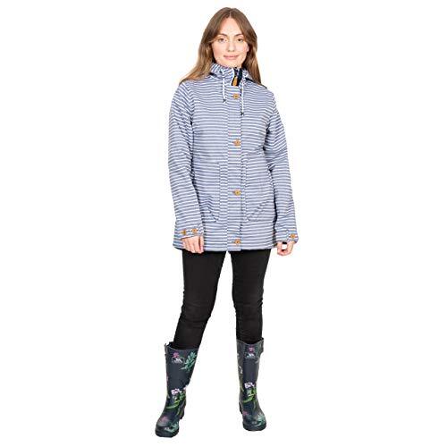 Trespass Offshore Waterdichte regenjas voor dames, met verborgen capuchon, marineblauw gestreept, XS