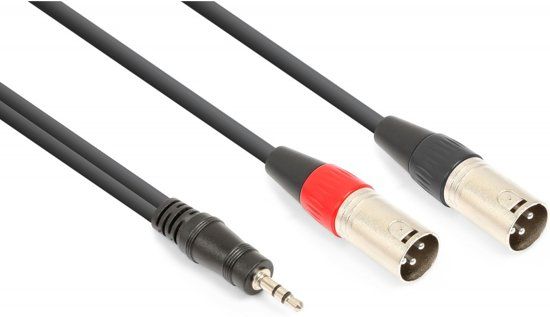 Vonyx audiokabel 3.5mm jack - 2x XLR m - 1.5 meter