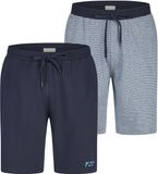 Phil & Co Heren Korte Pyjamabroeken 2-Pack Donkerblauw/Grijs Gestreept - Maat L