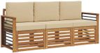 vidaXL - Canapé - 3 - places - Naturel - et - Beige - Bois - d'acacia - massif