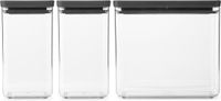 Brabantia Tasty+ Voorraadbussen - Stapelbaar - 1,6 + 1,6 + 3,5 l - Dark Grey