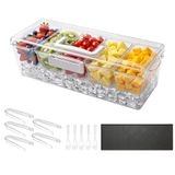VEVOR IJsgekoelde ingrediëntenhouder met 5 afneembare vakken, gemeenschappelijk deksel en handvat, kruidenhouder voor feestjes, thuis en camping, serveercontainer voor sauzen, fruit, garneringen en