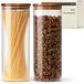 Icecat Pot de stockage - Set de 2 - Avec couvercle en bambou - 1,8 l - Hermétique - Verre