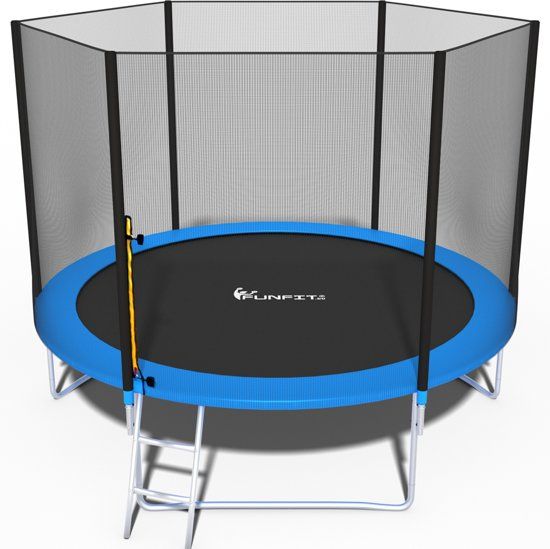 Funfit Trampoline - blauw - 312 cm - met net en ladder - tot 120 KG