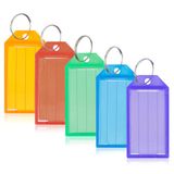 AiQInu Sleutelhangers, 20 stuks, sleuteletiketten met beschrijfbaar etiket voor het markeren van sleutels, rugzakken, huisdieren, koffers, 5 kleuren