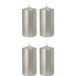 Trend Candles Panda Trend Candles 4x Zilveren cilinderkaarsen/stompkaarsen 6 x 12 cm 40 branduren - Geurloze zilverkleurige kaarsen - Woondecoraties