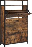 c90 Schoenenkast met 3 kleppen - Vintage bruin-zwart - 80 x 30 x 130 cm