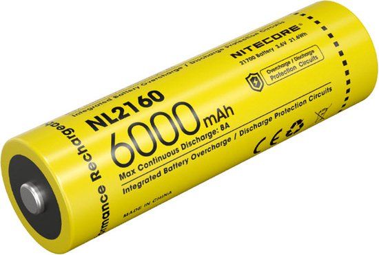 Nitecore NL2160HP 21700 Li-Ion batterij 6000mAh - Oplaadbaar