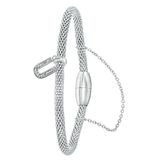Lucardi Dames Armband mesh letter U met kristal - Staal - Zilverkleurig