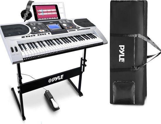 Pyle Elektrische Keyboard - Elektronisch Digitale Piano - 61 Toetsen Keyboard - Sustainpedaal, Hoofdtelefoon, Tas & Standaard