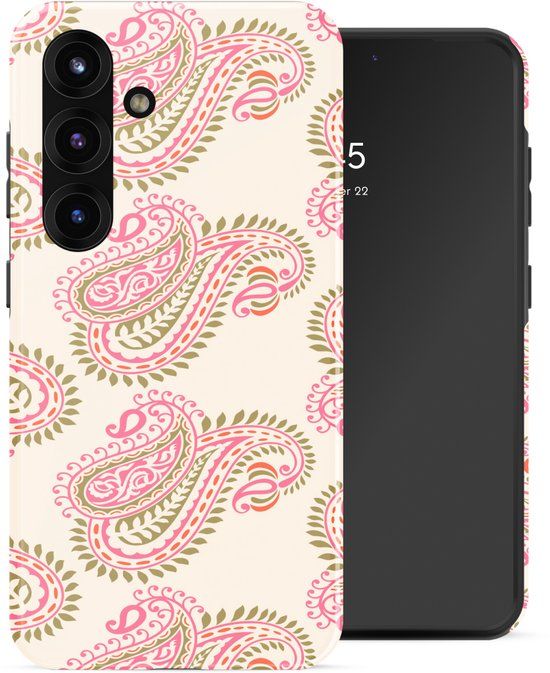 Selencia Hoesje - Geschikt voor Samsung Galaxy S25 - Backcover met Magnetische Ring - Paisley Blush
