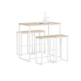SoBuy 5 delig bartafel met stoelen - eettafel - statafel - bistrotafel met 4 barkrukken - Tuinset - Wit&Naturel, OGT15-WN