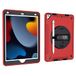 Case Big Red Case voor iPad 10.2 Inch 9e/8e/7e generatie 2021/2020/2019 met 3-in-1 ontwerp, Minimalistische schokbestendige hoes met pen opknoping en 360 graden draaibare standaard polsband