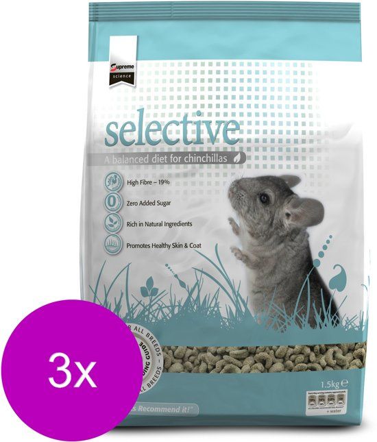 Supreme Science Selective Chinchilla - Chinchillavoer - 3 x 1.5 kg