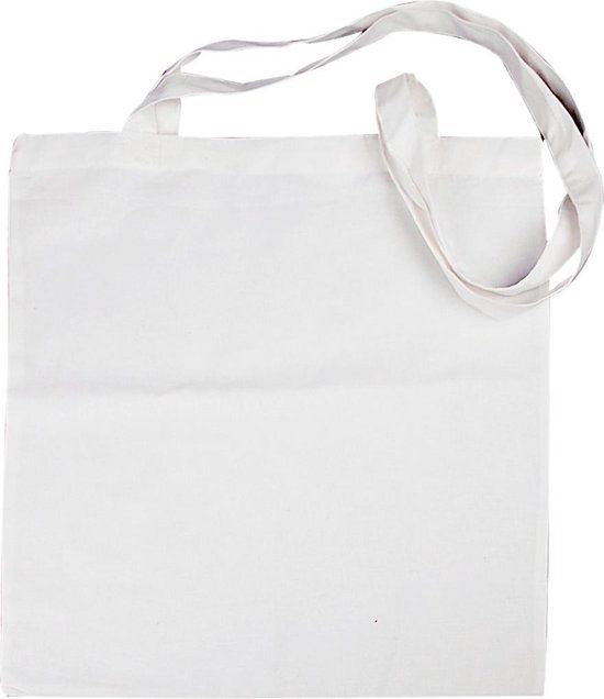 Witte katoenen tas met lange hengsels - 38 x 42 cm - Unisex