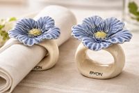 Byon Design Porseleinen Servetring Poppy - Blauw - Set van 2