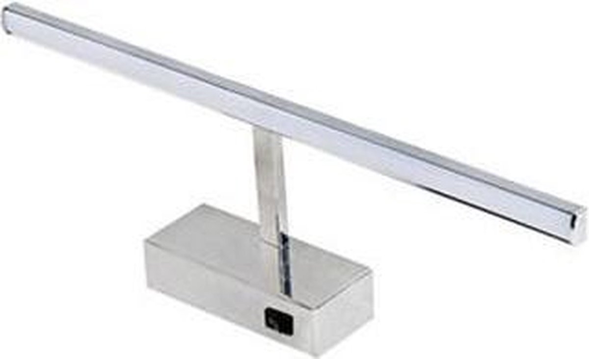 Qualu LED Spiegelverlichting - Schilderijverlichting - Rechthoek 8W - Glans Chroom Aluminium