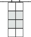 vidaXL Schuifdeur met beslagset, 90x205 cm, gehard glas, zwart