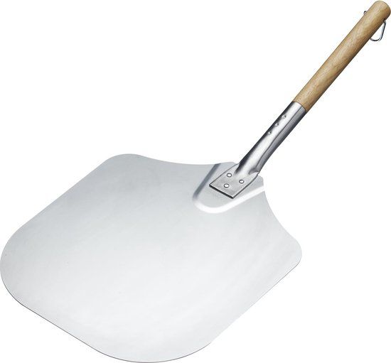 KitchenCraft Italian Traditionele Pizzaschep - 63 x 30,5 cm - Zilverkleurig/Beige