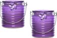 Decoris windlicht met kaars - 2x - paars - 20 branduren - citrusgeur