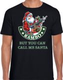 Bellatio Decorations Shoppartners Bv Fout Kerstshirt Rambo but you can call me Santa Zwart Heren XXL