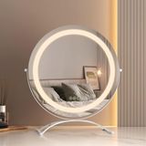 EMKE Hollywood Spiegel met 3 lichtkleuren, diameter 40 cm, met verlichting, smart-touch make-uptafelspiegel met licht, 360 graden draaibaar, dimbaar en met geheugenfunctie, wit