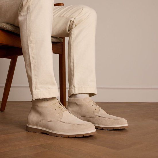 Manfield Beige suède veterboots Heren Maat 45