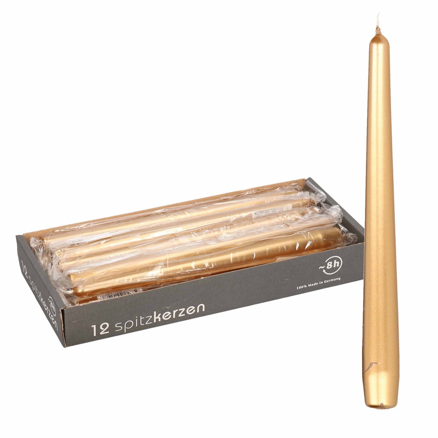 Enlightening Candles 24x Metallic gouden dinerkaarsen 25 cm - Geurloos