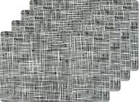 Zeller placemats gestreept - 4x - kunststof - 44 x 29 cm - zwart - abstract
