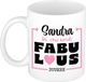 Bellatio Decorations Naam mok Sandra - wit - Fabulous - keramiek - 300 ml