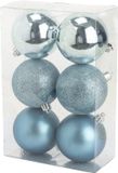 Cosy & Trendy Kerstballen - 6x st - ijsblauw - 8 cm - kunststof