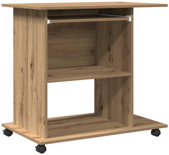 vidaXL Computerbureau 80x50x75 cm bewerkt hout artisanaal eikenkleur