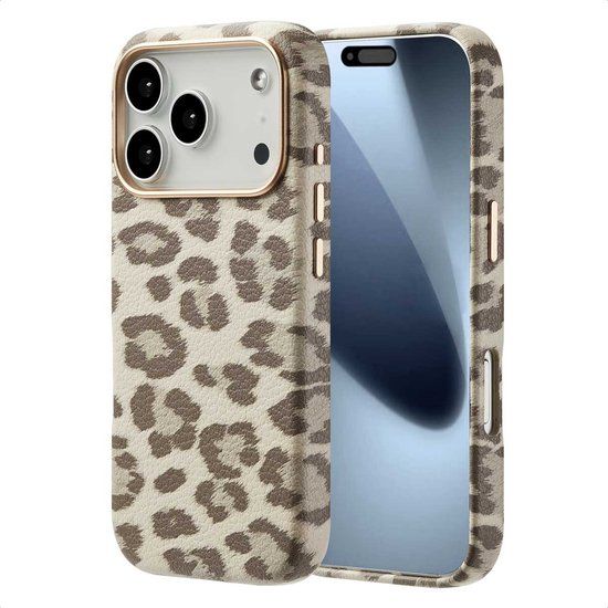 Selencia Sabi Backcover Panterprint met MagSafe voor de Apple iPhone 17 Pro - Soft Ivory