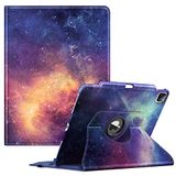 Fintie Hoes voor iPad Pro 12.9 2021 5e Generatie/iPad Pro 12.9 4e Gen 2020/3e Gen 2018-360 Graden Verstelbare Beschermhoes Vover met Potloodhouder, Auto Sleep/Wake, Galaxy