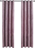 vidaXL Gordijnen verduisterend met ringen 2 st 140x175 cm fluweel roze