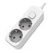 Meervoudig stopcontact met 2 stopcontacten met schakelaar en 1,5 m lange kabel, wit
