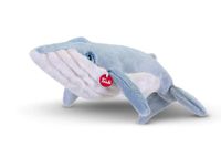 Trudi Model 26572 Pluche knuffeldier, blauwe walvis, zeedier als cadeau, onderwaterdieren en strand, pluche zwal, 53 x 14 x 20 cm, maat M, Sealife Depth