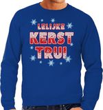 Bellatio Decorations Shoppartners Bv Foute Kersttrui sweater - Lelijke Kerst trui - blauw - voor heren - kerstkleding / kerst outfit S