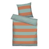 TOM TAILOR Renforcé beddengoed, 70 x 90 cm + 140 x 200 cm, 100% katoen renforcé, met omkeerbaar motief en gekleurde merkritssluiting, oranje (Warm Coral & Fresh Sage)