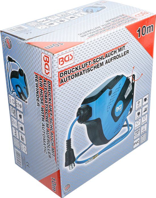 BGS technic Persluchtslang met oproller | automatisch | 10 m (3297)